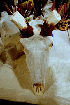 Kudu Trophy, process of mosaic sculpture by Denise Sirchie