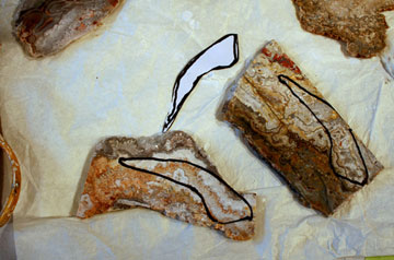 Jasper chards used in Kudu trophy, process of mosaic sculpture by Denise Sirchie